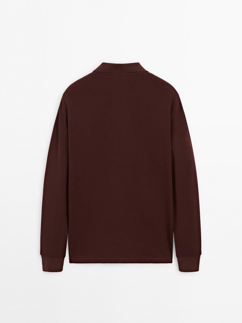 Massimo Dutti Cotton Blend Polo Knit Men Jumpers Brown Red | US-PW7849325