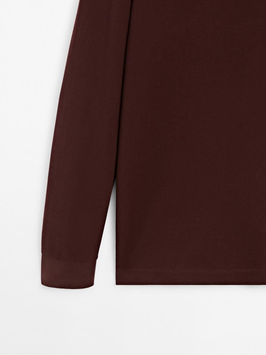Massimo Dutti Cotton Blend Polo Knit Men Jumpers Brown Red | US-PW7849325