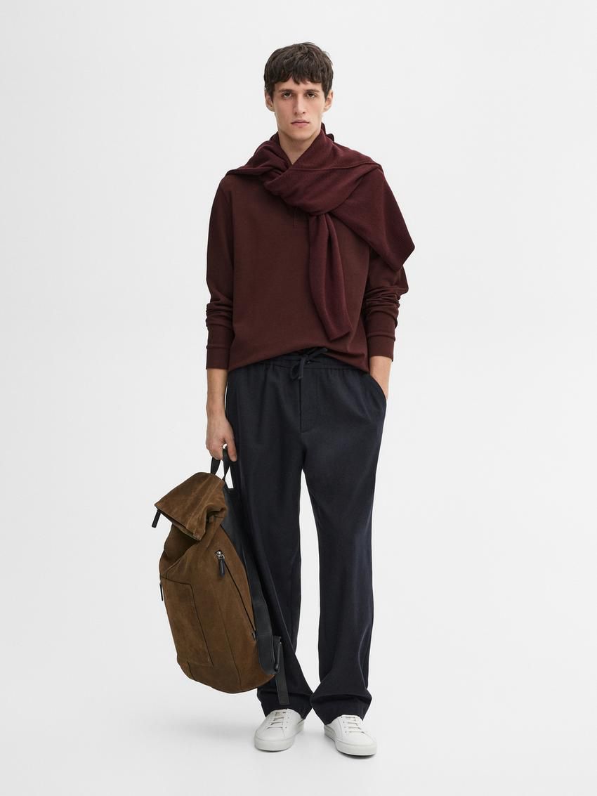 Massimo Dutti Cotton Blend Polo Knit Men Jumpers Brown Red | US-PW7849325