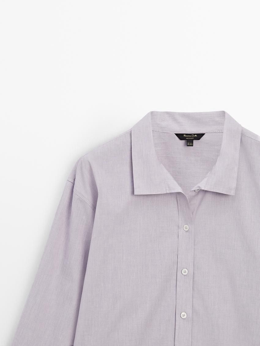 Massimo Dutti Cotton Blend Poplin Oversize Women Blouse Light Purple | US-CL5203491