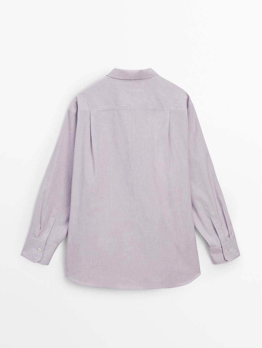 Massimo Dutti Cotton Blend Poplin Oversize Women Blouse Light Purple | US-CL5203491