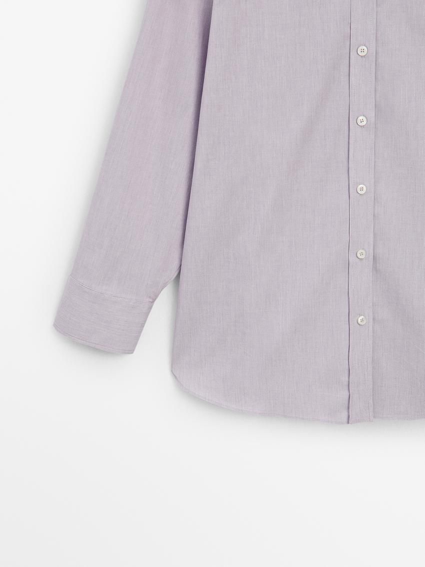Massimo Dutti Cotton Blend Poplin Oversize Women Blouse Light Purple | US-CL5203491