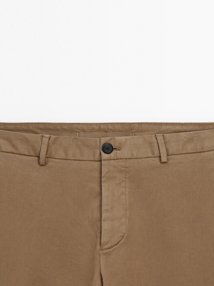 Massimo Dutti Cotton Blend Regular Fit Men Trousers Brown | US-YF3170586