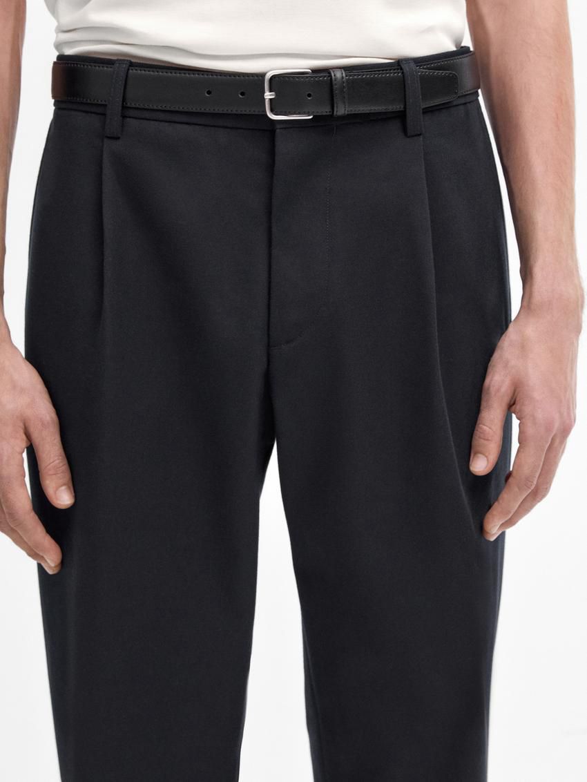 Massimo Dutti Cotton Blend Regular Fit Men Trousers Navy | US-AG7169024