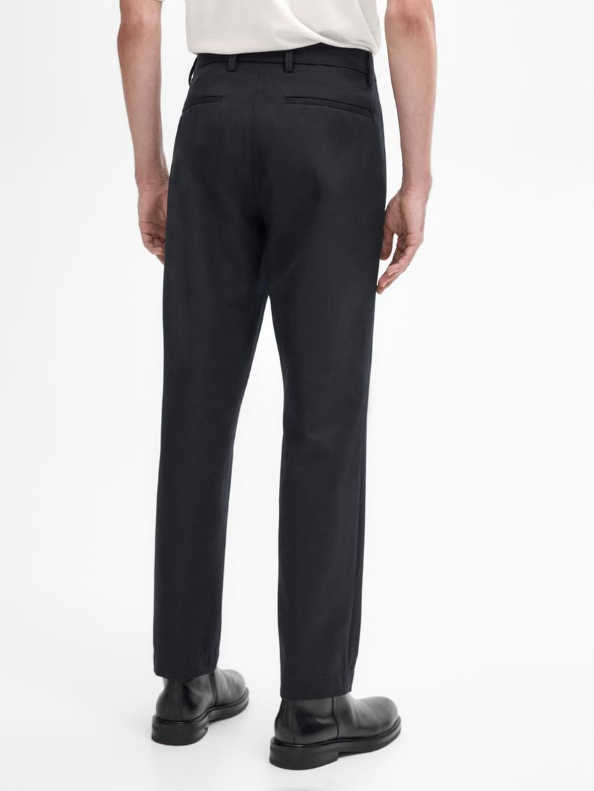Massimo Dutti Cotton Blend Regular Fit Men Trousers Navy | US-AG7169024