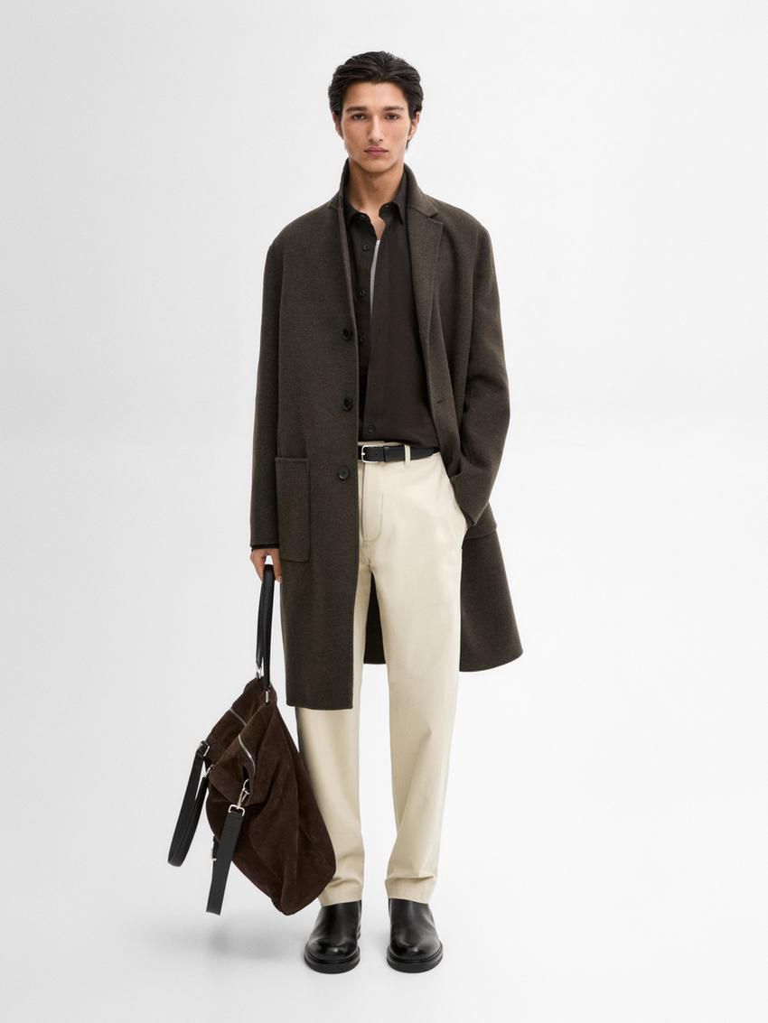 Massimo Dutti Cotton Blend Relaxed Fit Men Trousers Beige | US-IF0486572
