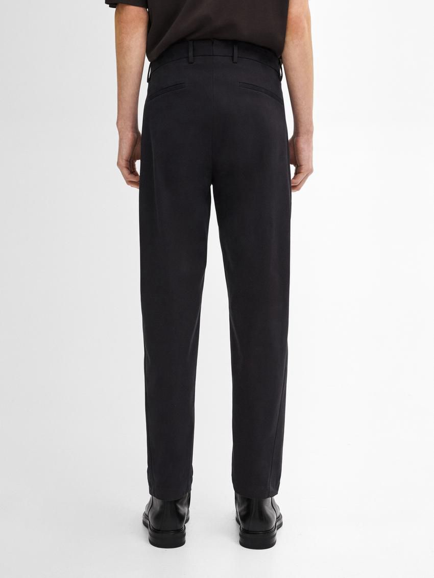 Massimo Dutti Cotton Blend Relaxed Fit Men Trousers Navy | US-TD5038419