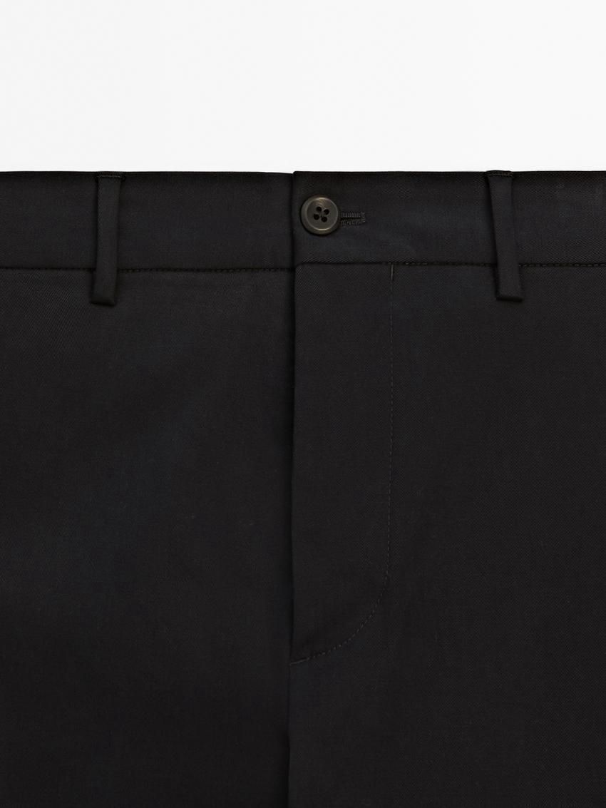 Massimo Dutti Cotton Blend Relaxed Fit Men Trousers Navy | US-TD5038419