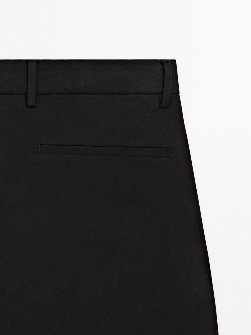 Massimo Dutti Cotton Blend Relaxed Fit Men Trousers Navy | US-TD5038419