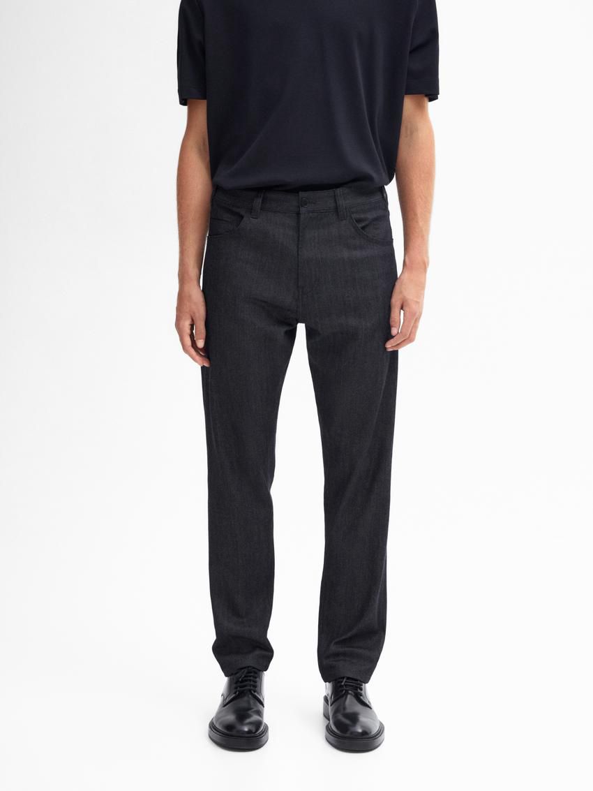 Massimo Dutti Cotton Blend Relaxed Fit Men Jeans Indigo | US-GY5830214