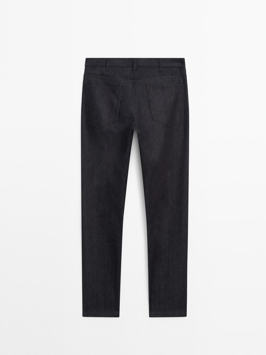Massimo Dutti Cotton Blend Relaxed Fit Men Jeans Indigo | US-GY5830214