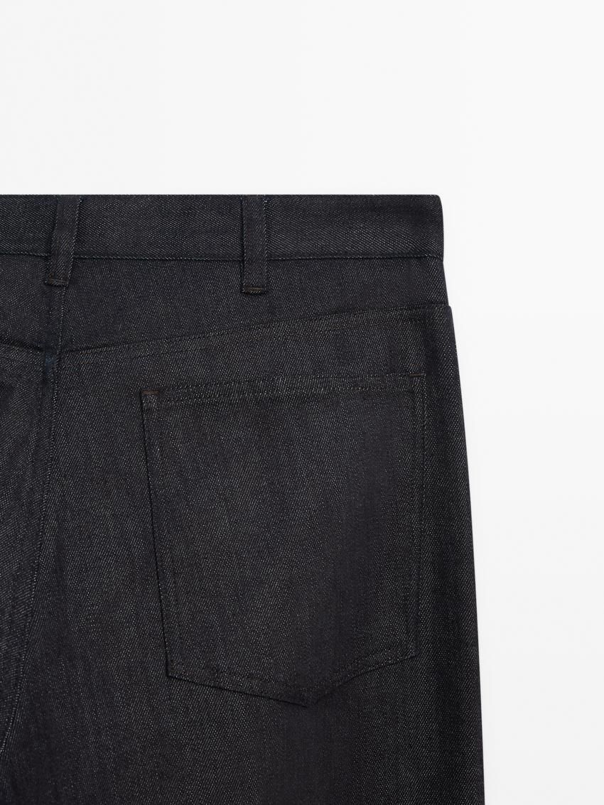 Massimo Dutti Cotton Blend Relaxed Fit Men Jeans Indigo | US-GY5830214