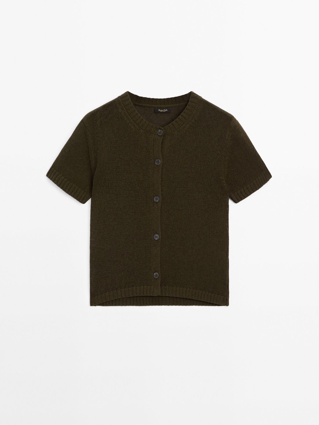 Massimo Dutti Cotton Blend Short Sleeve Women Cardigan Olive | US-BT8239675