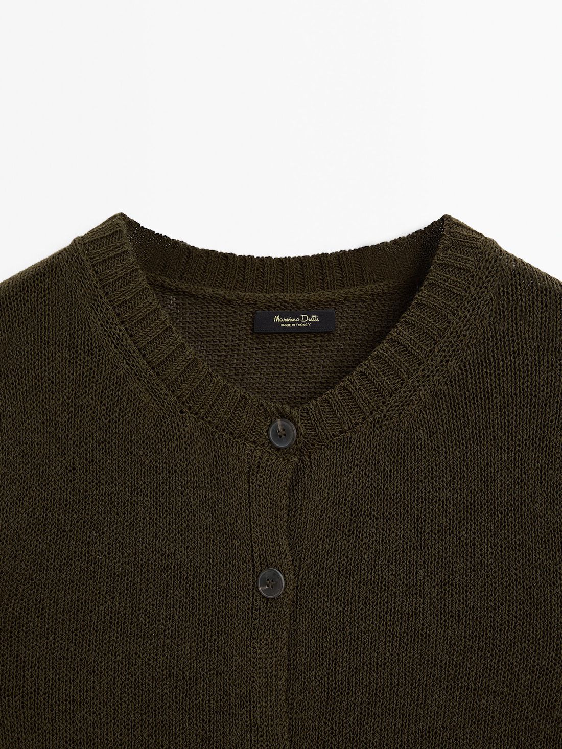 Massimo Dutti Cotton Blend Short Sleeve Women Cardigan Olive | US-BT8239675