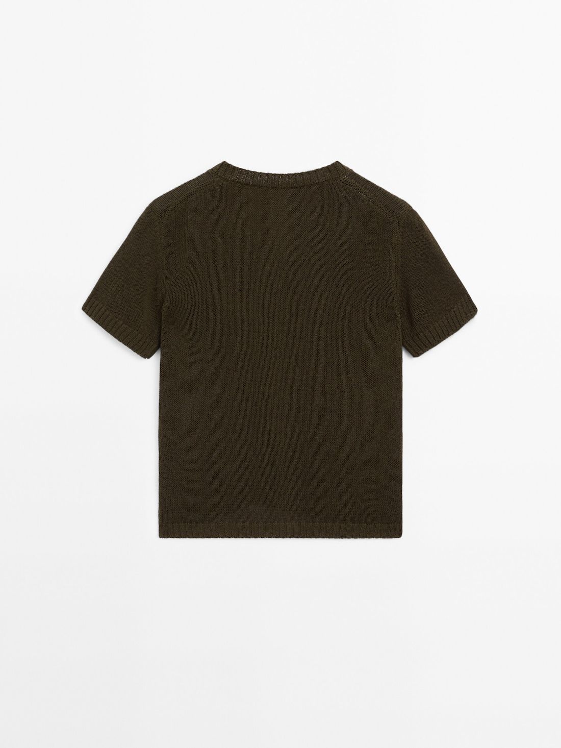 Massimo Dutti Cotton Blend Short Sleeve Women Cardigan Olive | US-BT8239675