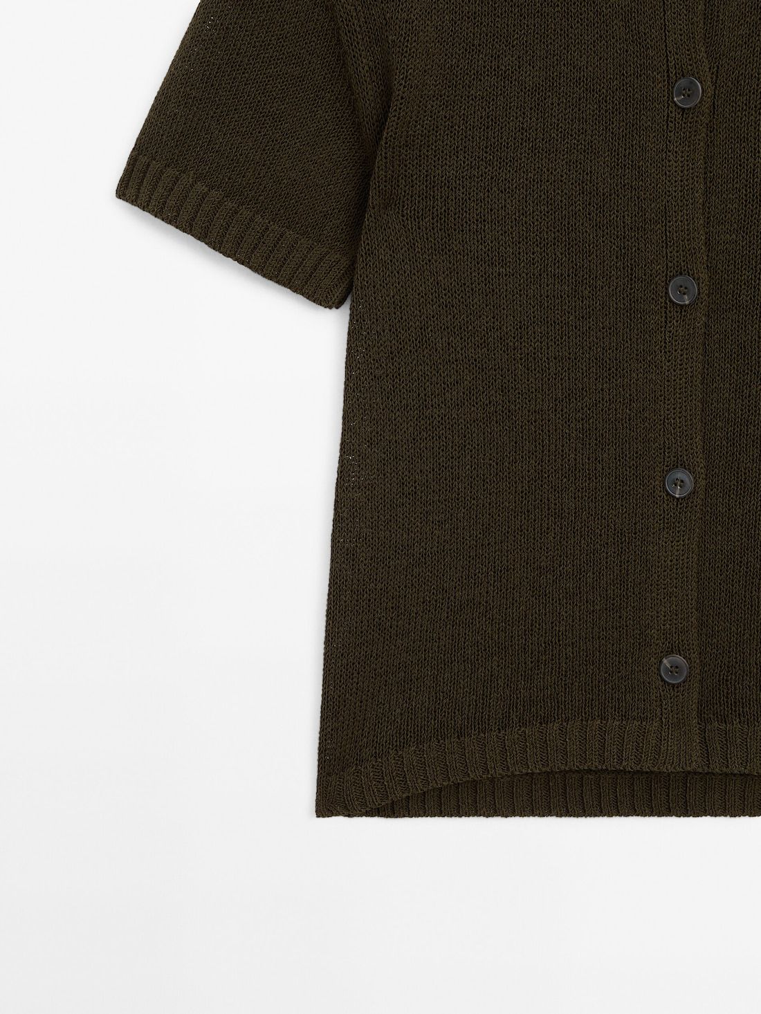 Massimo Dutti Cotton Blend Short Sleeve Women Cardigan Olive | US-BT8239675