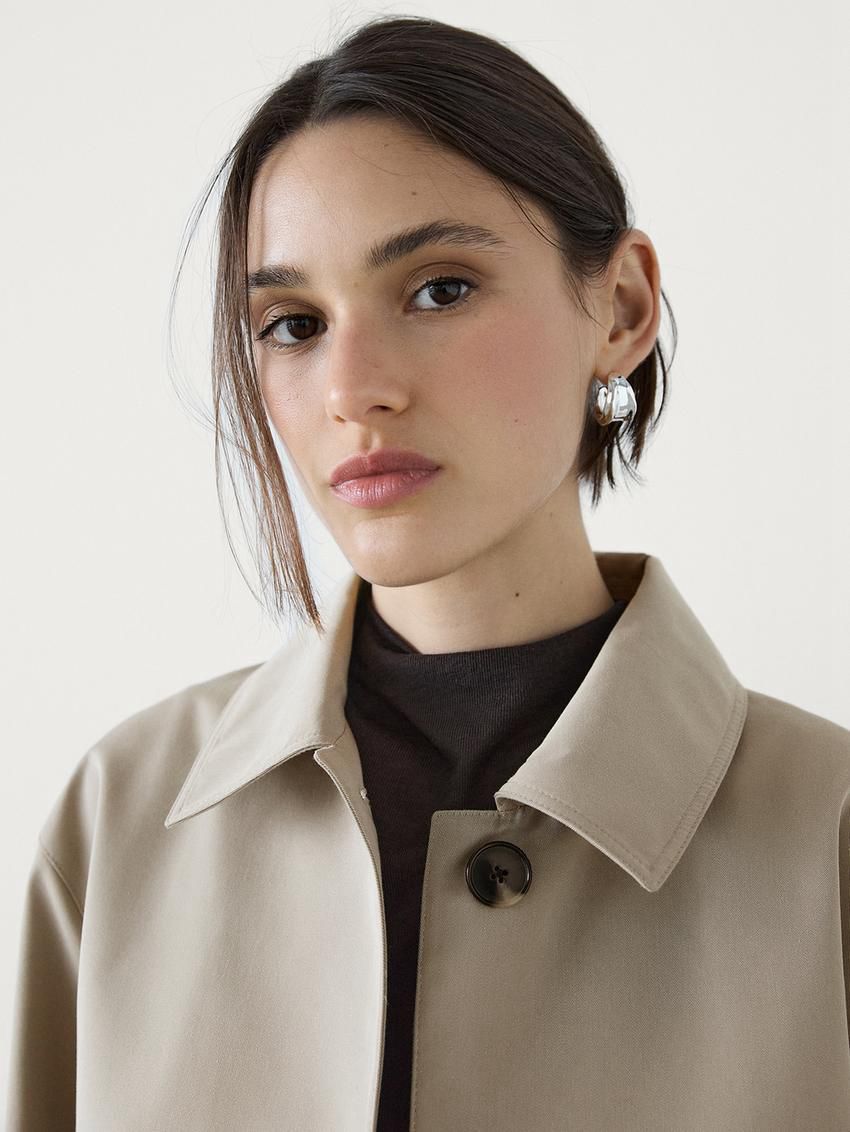 Massimo Dutti Cotton Blend Short Women Jacket Beige | US-SV7134290