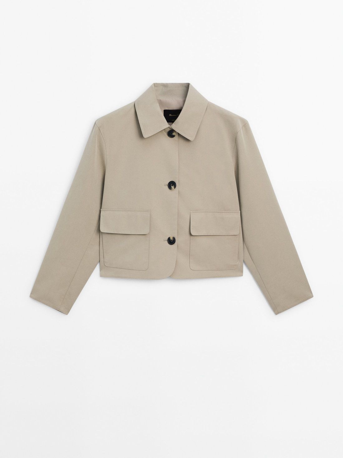 Massimo Dutti Cotton Blend Short Women Jacket Beige | US-SV7134290
