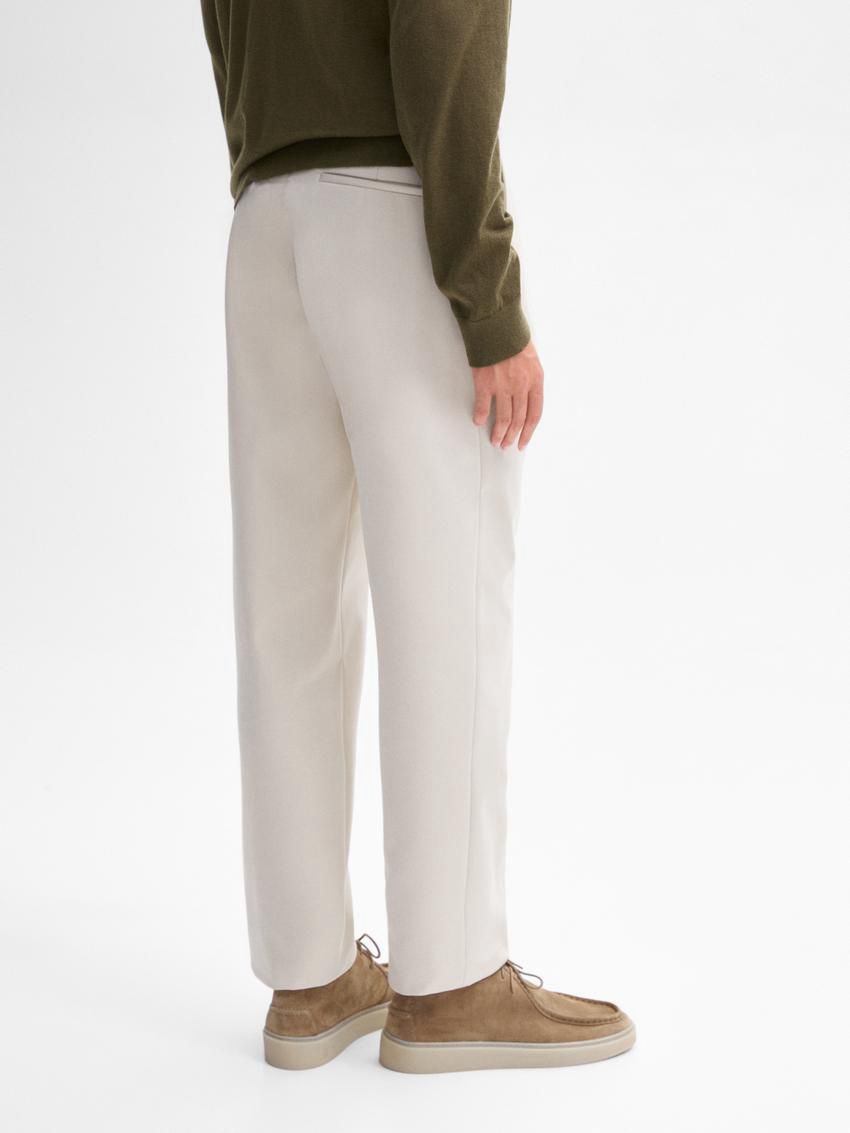Massimo Dutti Cotton Blend Slim Fit Darted Men Trousers Beige | US-XJ9068415