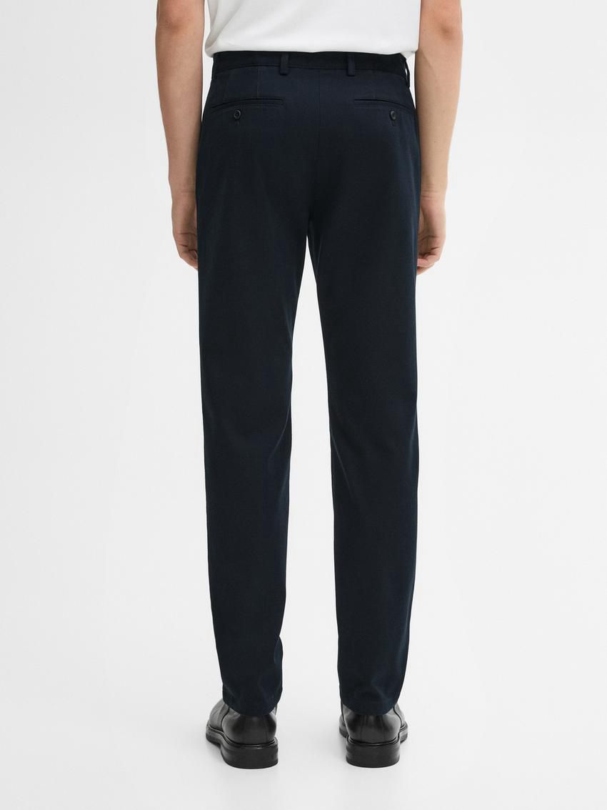 Massimo Dutti Cotton Blend Slim Fit Men Trousers Navy | US-CI0182576