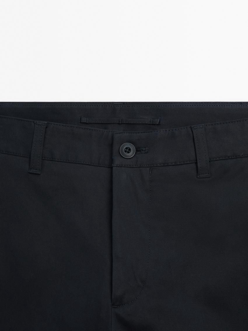 Massimo Dutti Cotton Blend Slim Fit Men Trousers Navy | US-ND7924358