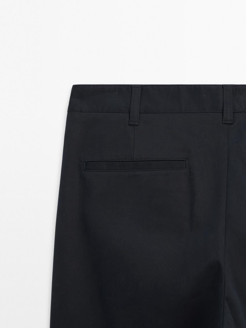 Massimo Dutti Cotton Blend Slim Fit Men Trousers Navy | US-ND7924358