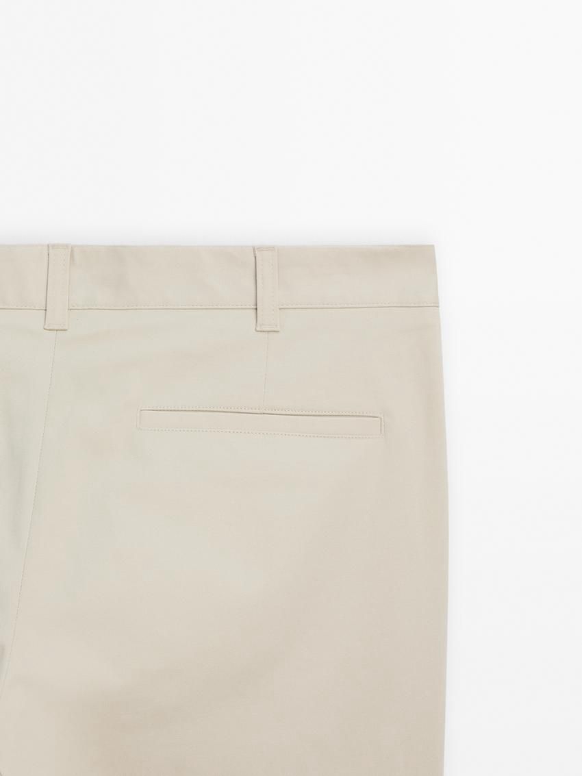 Massimo Dutti Cotton Blend Slim Fit Men Trousers Beige | US-QY1908732