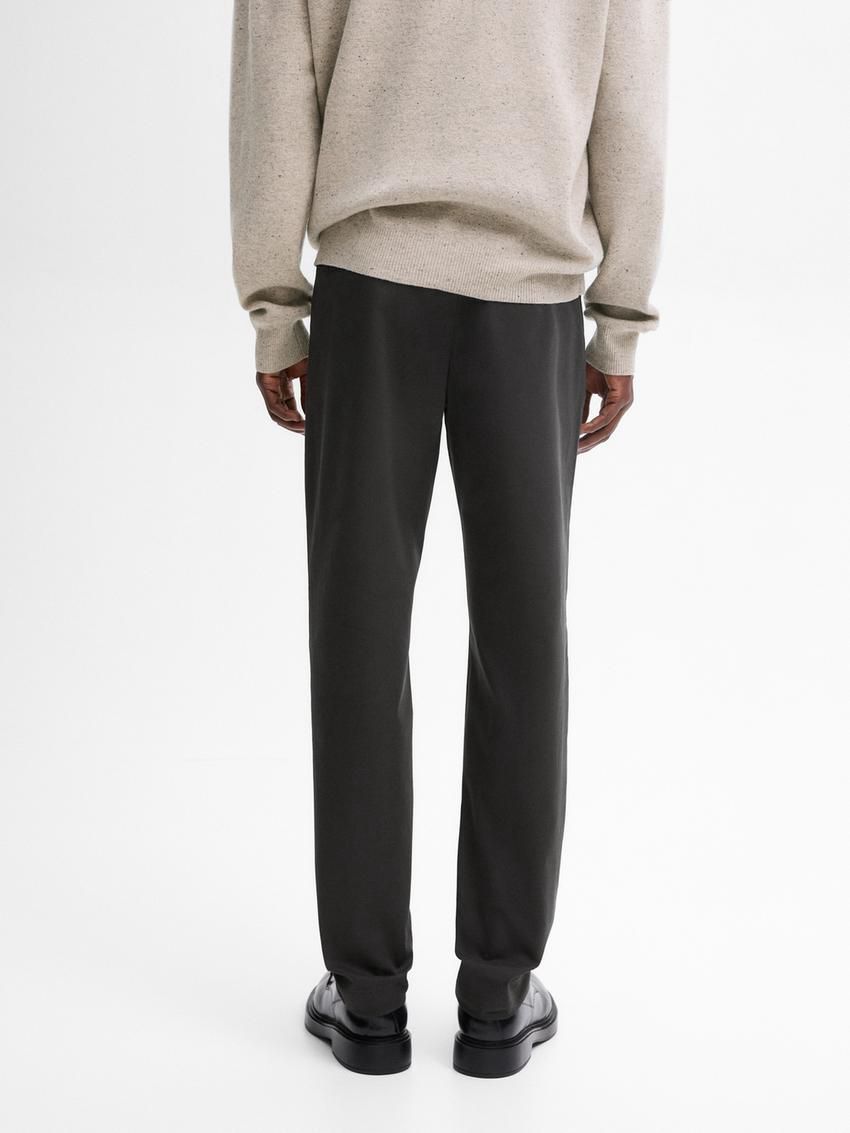 Massimo Dutti Cotton Blend Slim Fit Men Trousers Dark Grey | US-GM4039218