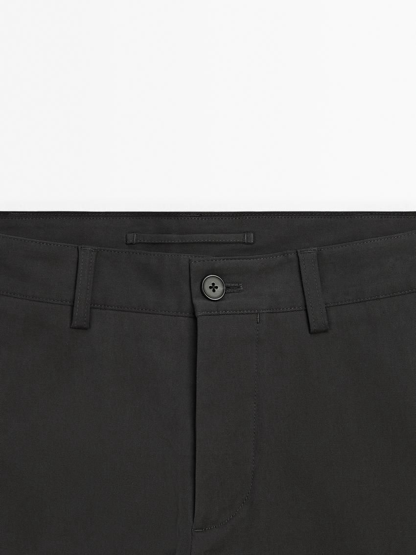 Massimo Dutti Cotton Blend Slim Fit Men Trousers Dark Grey | US-GM4039218