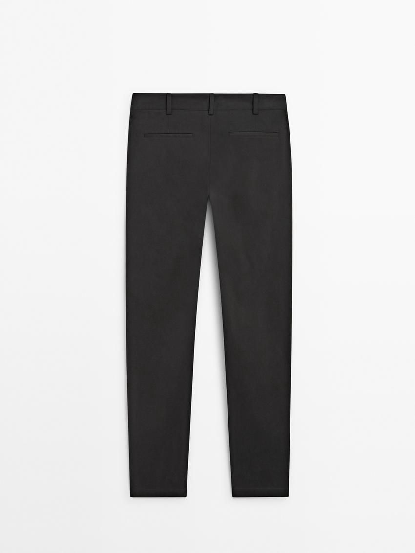 Massimo Dutti Cotton Blend Slim Fit Men Trousers Dark Grey | US-GM4039218