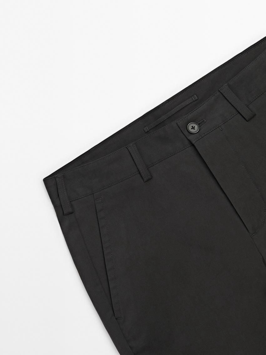 Massimo Dutti Cotton Blend Slim Fit Men Trousers Dark Grey | US-GM4039218