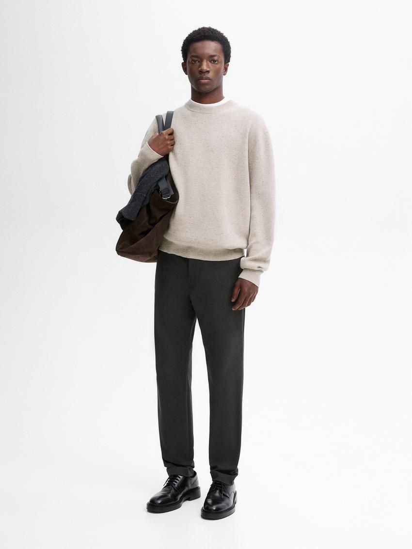 Massimo Dutti Cotton Blend Slim Fit Men Trousers Dark Grey | US-GM4039218