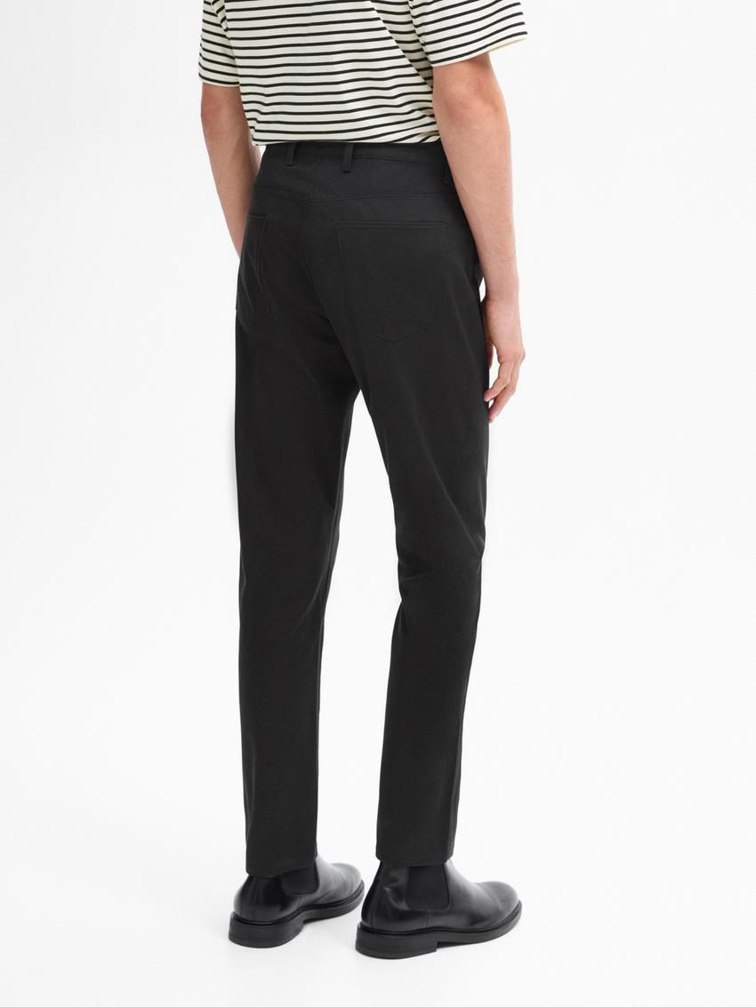 Massimo Dutti Cotton Blend Slim Fit Men Trousers Dark Grey | US-TC5872304