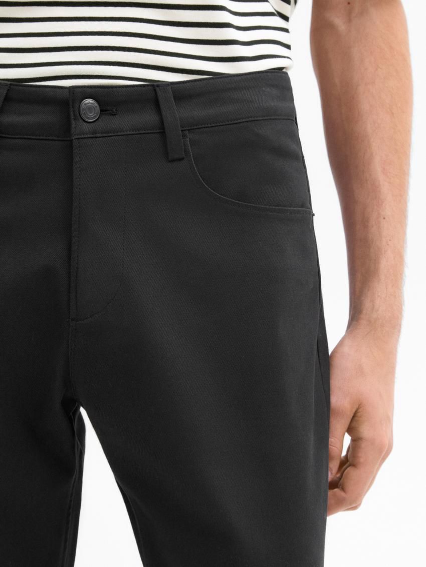 Massimo Dutti Cotton Blend Slim Fit Men Trousers Dark Grey | US-TC5872304