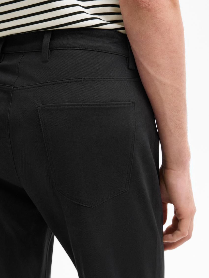 Massimo Dutti Cotton Blend Slim Fit Men Trousers Dark Grey | US-TC5872304