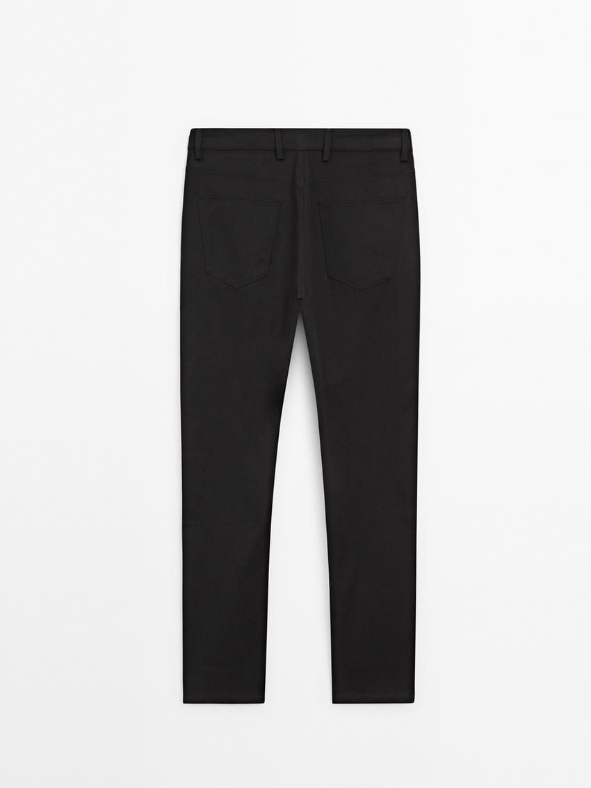 Massimo Dutti Cotton Blend Slim Fit Men Trousers Dark Grey | US-TC5872304