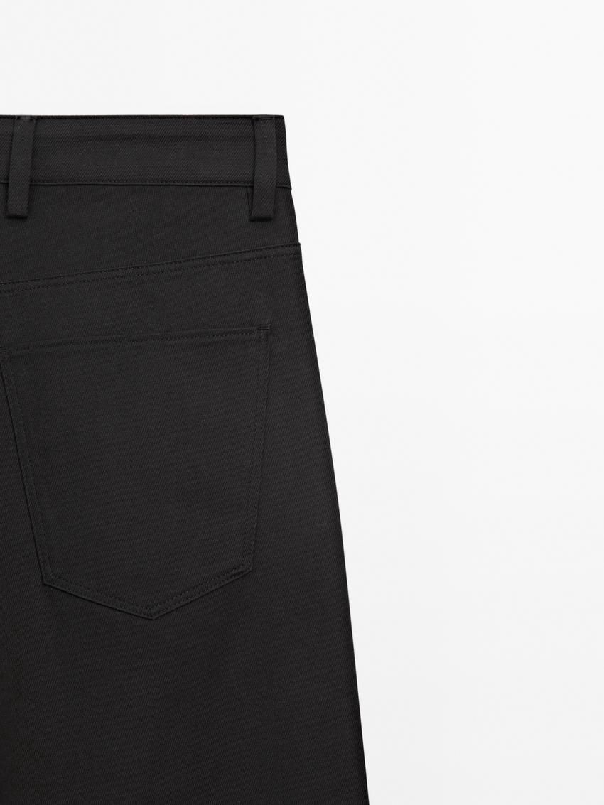Massimo Dutti Cotton Blend Slim Fit Men Trousers Dark Grey | US-TC5872304