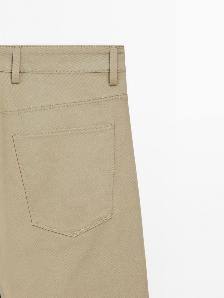 Massimo Dutti Cotton Blend Slim Fit Men Trousers Beige | US-CA3479210