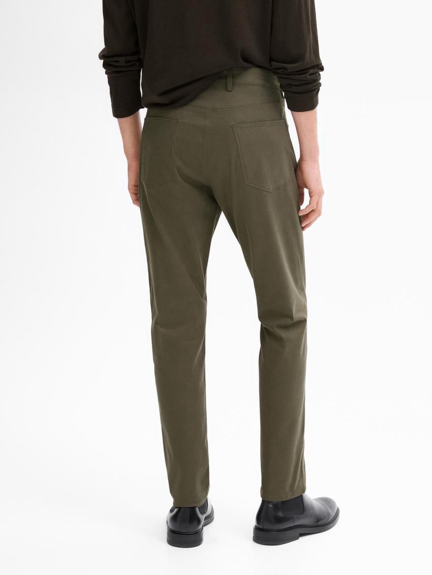 Massimo Dutti Cotton Blend Slim Fit Men Trousers Khaki | US-LZ2390468