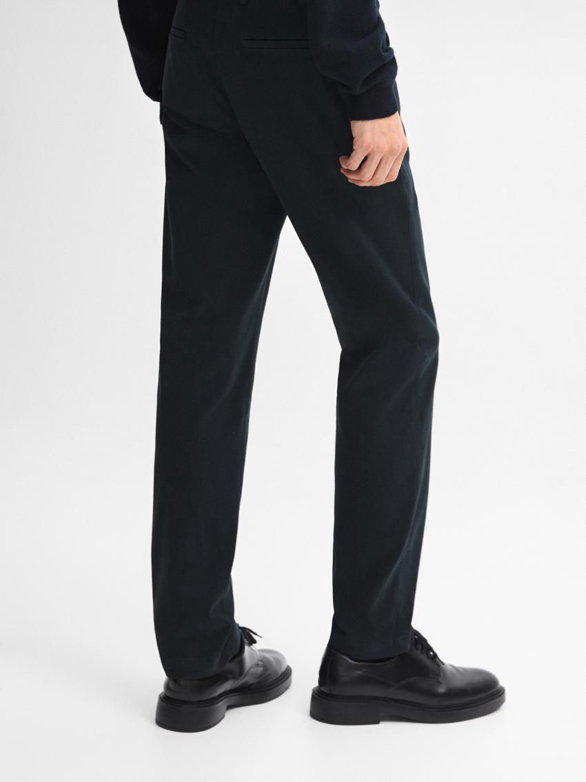 Massimo Dutti Cotton Blend Slim Fit Men Trousers Navy | US-KB1985426