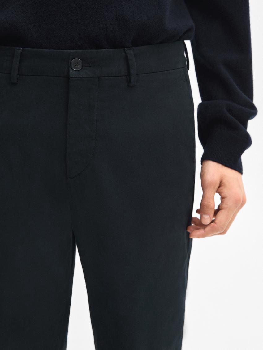 Massimo Dutti Cotton Blend Slim Fit Men Trousers Navy | US-KB1985426