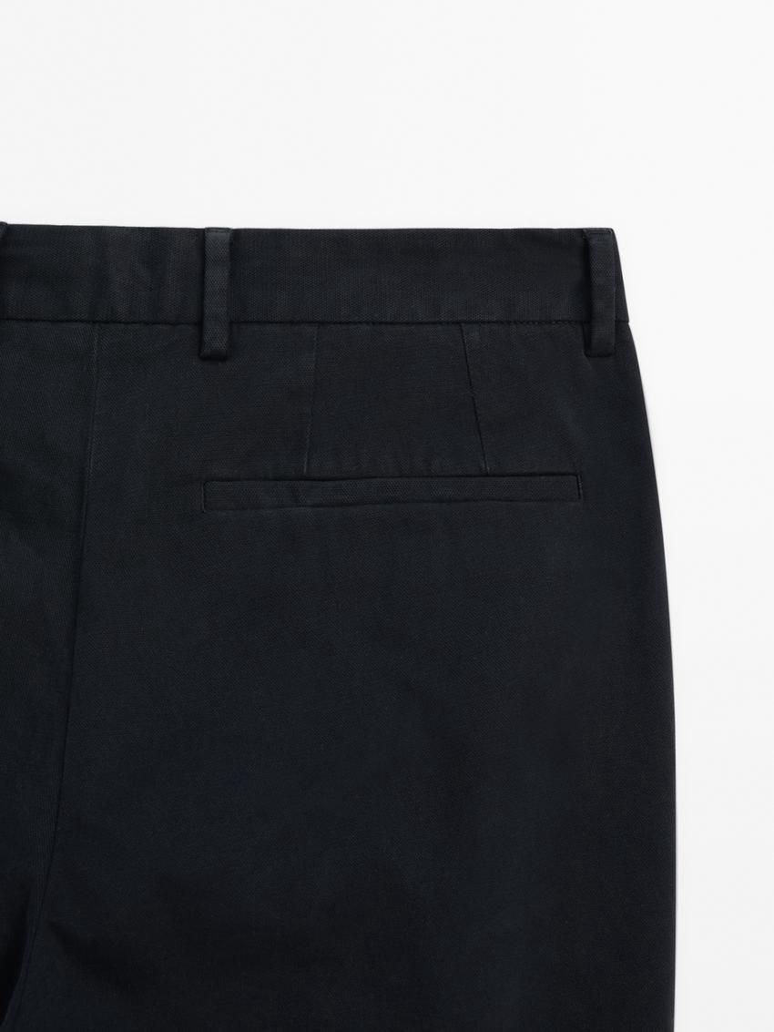 Massimo Dutti Cotton Blend Slim Fit Men Trousers Navy | US-KB1985426