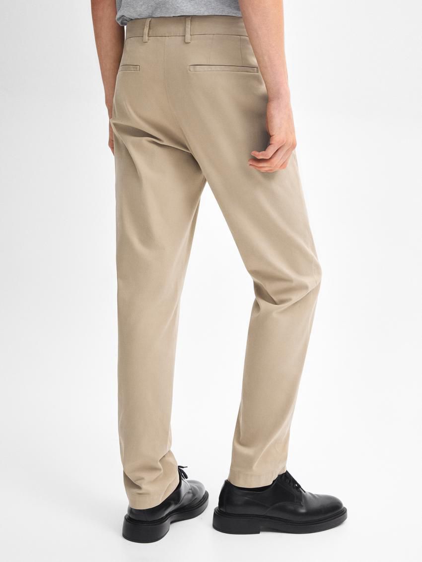 Massimo Dutti Cotton Blend Slim Fit Men Trousers Beige | US-GZ2813906