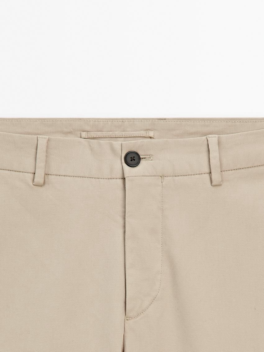 Massimo Dutti Cotton Blend Slim Fit Men Trousers Beige | US-GZ2813906