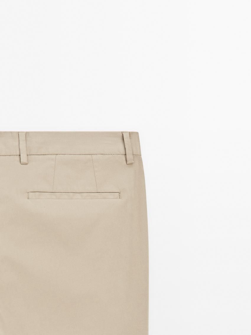 Massimo Dutti Cotton Blend Slim Fit Men Trousers Beige | US-GZ2813906