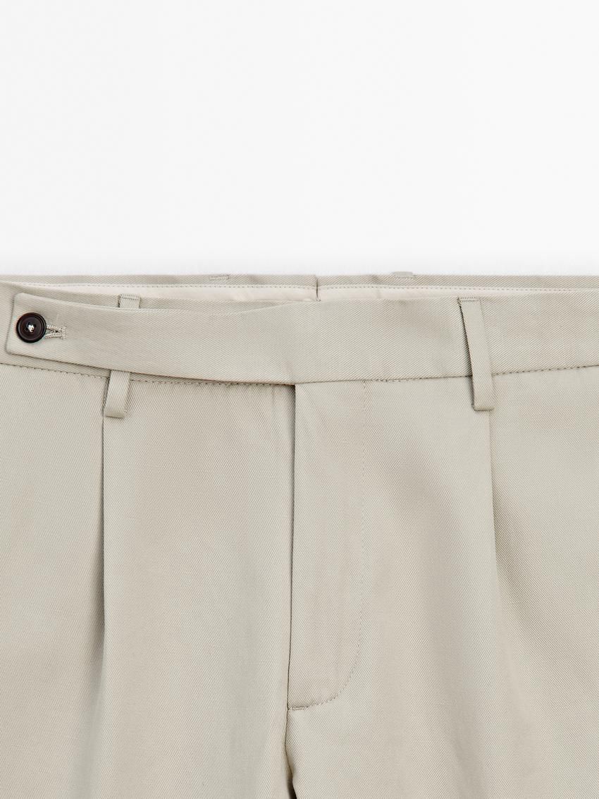 Massimo Dutti Cotton Blend Slim Fit Men Trousers Cream | US-YD2340859