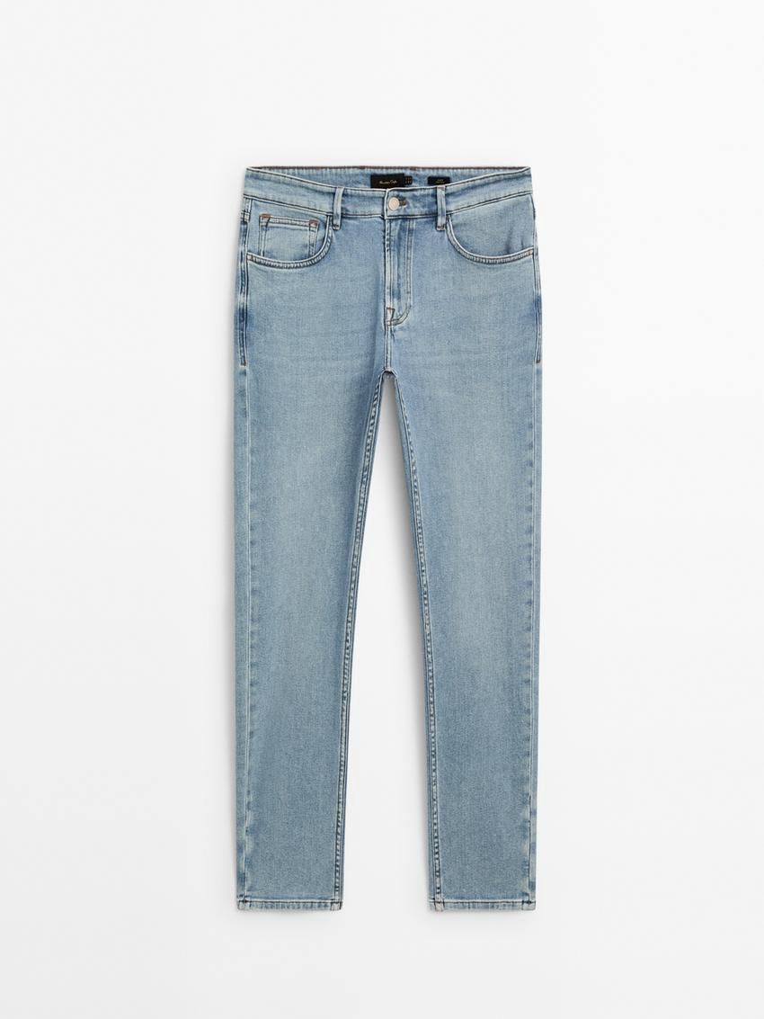 Massimo Dutti Cotton Blend Slim Fit Men Jeans Blue | US-XZ0523496