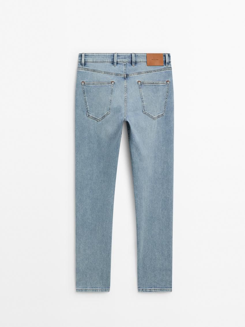 Massimo Dutti Cotton Blend Slim Fit Men Jeans Blue | US-XZ0523496