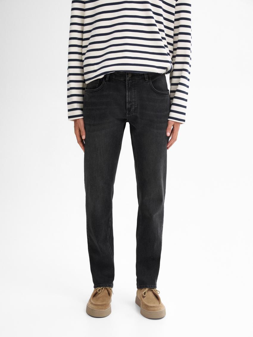 Massimo Dutti Cotton Blend Slim Fit Men Jeans Dark Grey | US-IW7419860