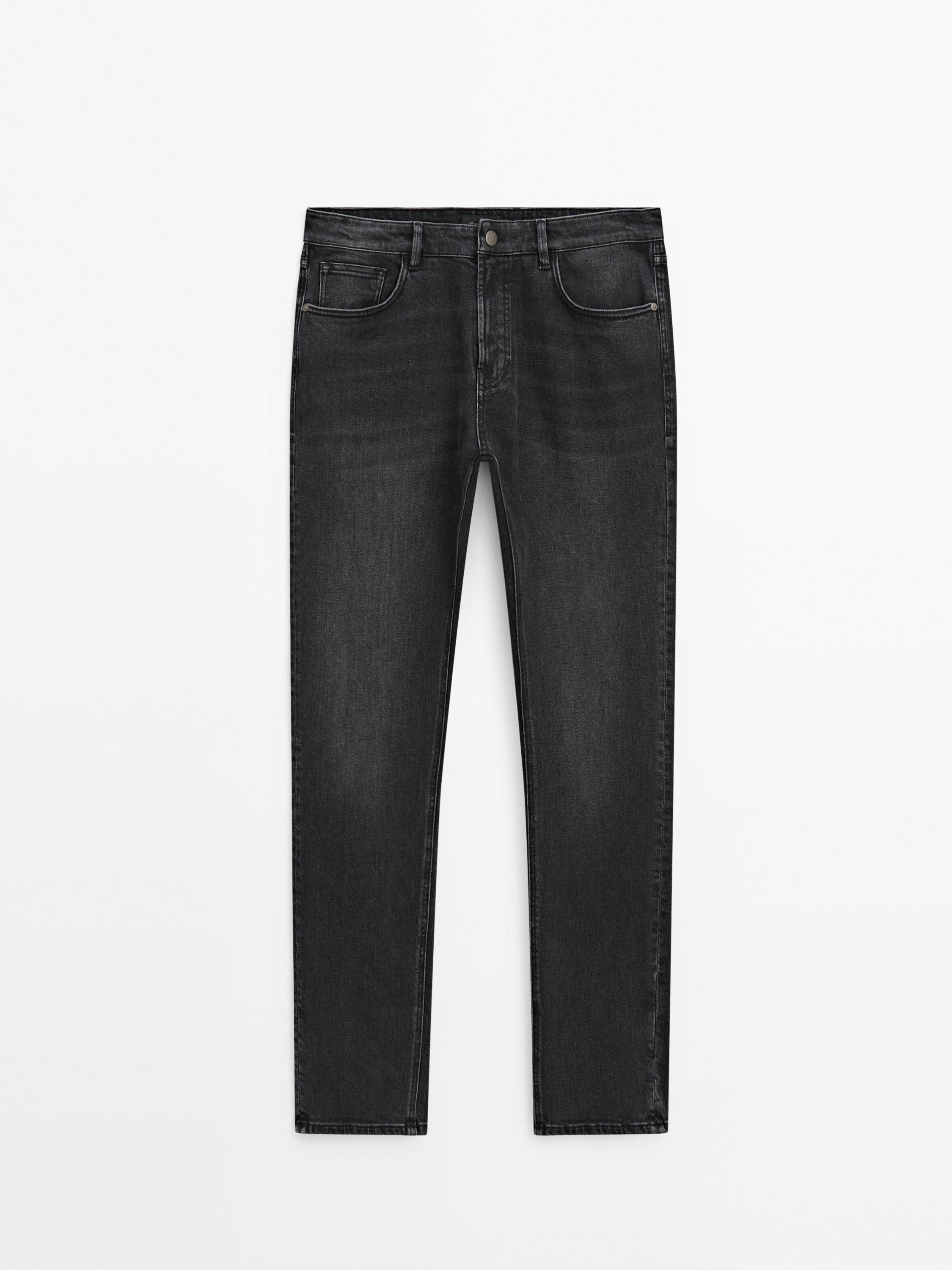 Massimo Dutti Cotton Blend Slim Fit Men Jeans Dark Grey | US-IW7419860